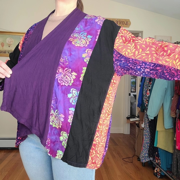 🌈 SOLD 🌈Modern boho bohemian patchwork kimono cardigan - Mexicali Blues - Picture 2 of 8